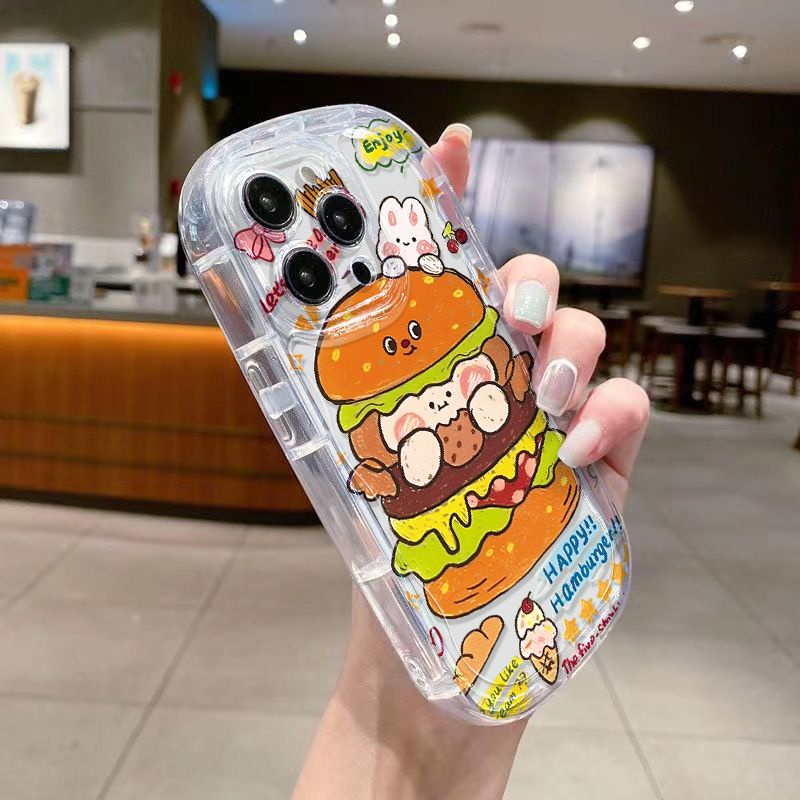 ✅Ốp Điện Thoại Mềm Trong Suốt Chống Sốc In Hình Thỏ / Burger Cho Iphone 137promax 11 148P xs / Cookie 12xr Qvvv