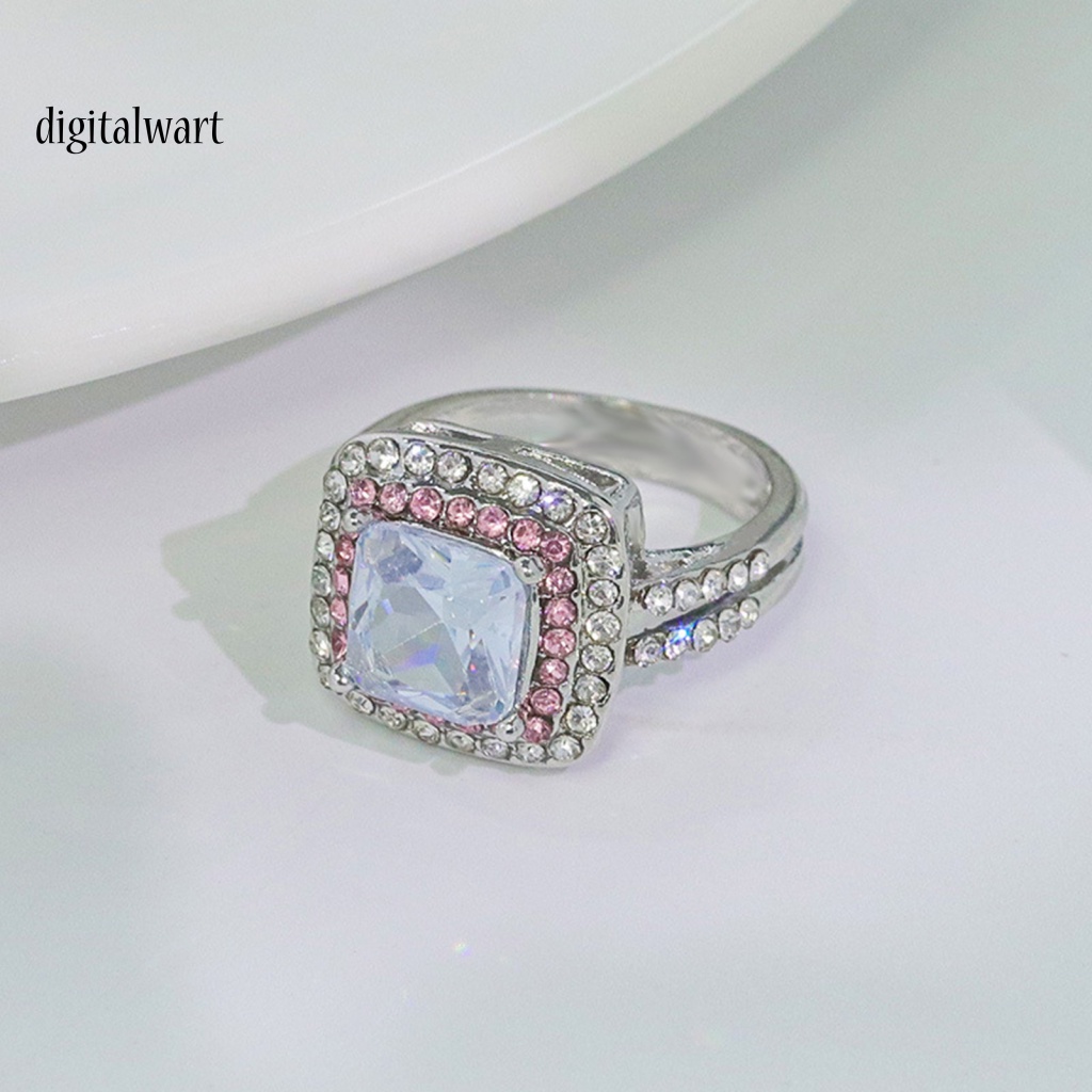 Kỹ Thuật Số| Nhẫn Cưới Mặt Vuông Đính Đá Zircon Lấp Lánh Dành Cho Nữ