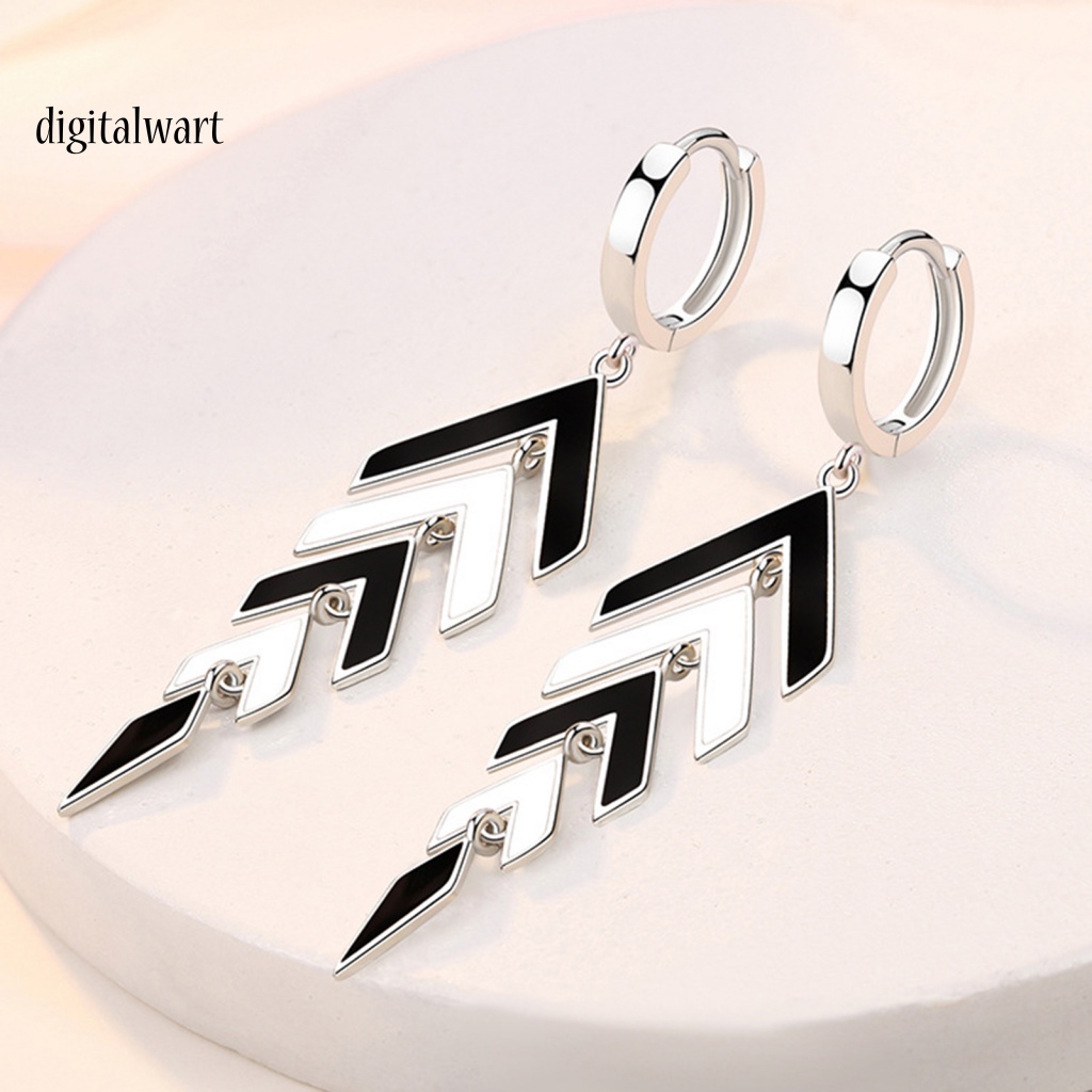 Kỹ Thuật Số| 1 Cặp Bông Tai Dáng Dài Phối Tua Rua Màu Trắng Đen Phong Cách Retro