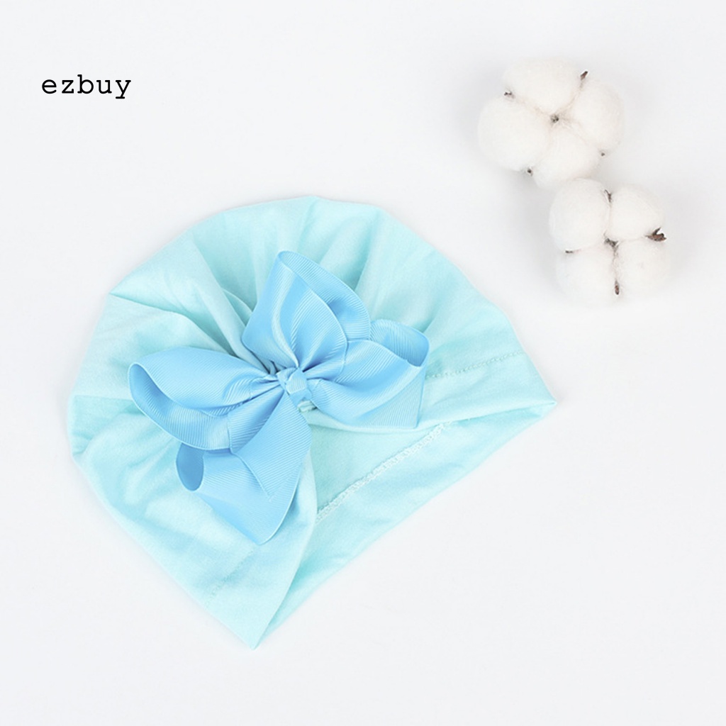 Mũ Trùm Đầu Giữ Ấm Thoáng Khí Bằng Cotton Polyester Đính Nơ Dễ Thương Cho Bé