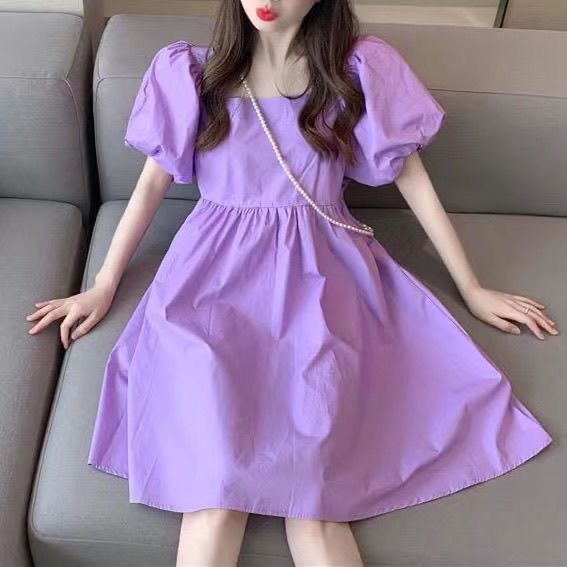 Set Áo Cổ Vuông Tay Phồng Phối Chân Váy Thời Trang Hàn Quốc Xinh Xắn Cho Nữ