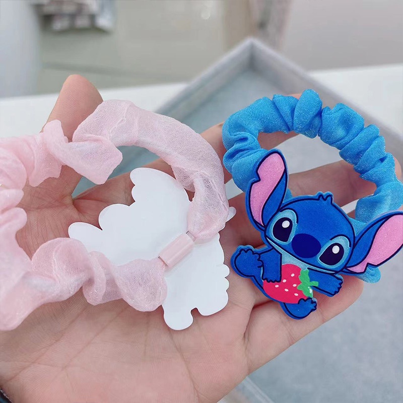 Set 1 / 5 / 105 Nhân Vật Hoạt Hình Disney Xinh Xắn &amp; Kẹp Tóc Cao Su Họa Tiết Stitch Hoạt Hình Đáng Yêu Dành Cho Bé Gái