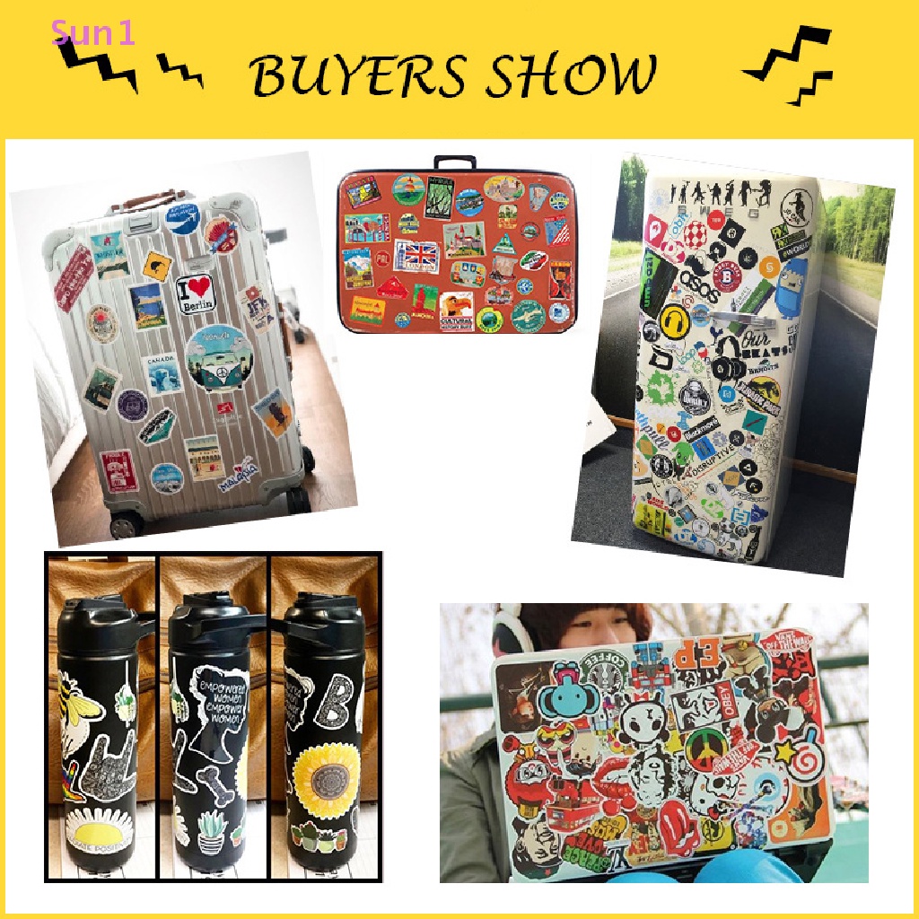 Set 50 Miếng Dán Hình Kinh Dị Màu Trắng Đen Chống Nước Trang Trí Laptop