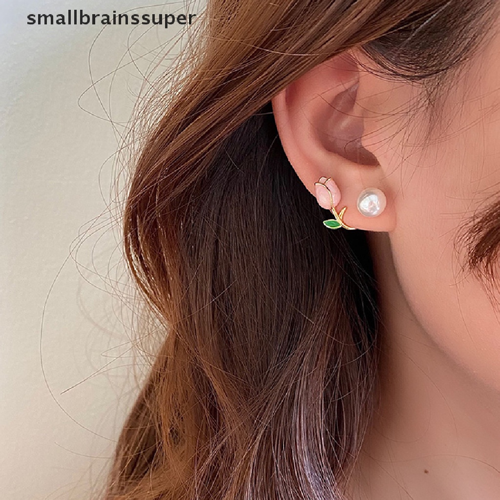 Bông Tai Hình Hoa Tulip Đính Ngọc Trai Thanh Lịch Thời Trang Cho Nữ SBS