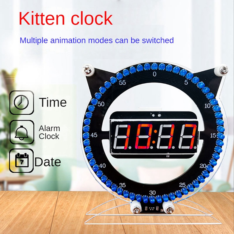 1 Bộ Đồng Hồ Báo Thức Điều Khiển Ánh Sáng Lắp Ráp 51 Cánh Đơn Màu Đen