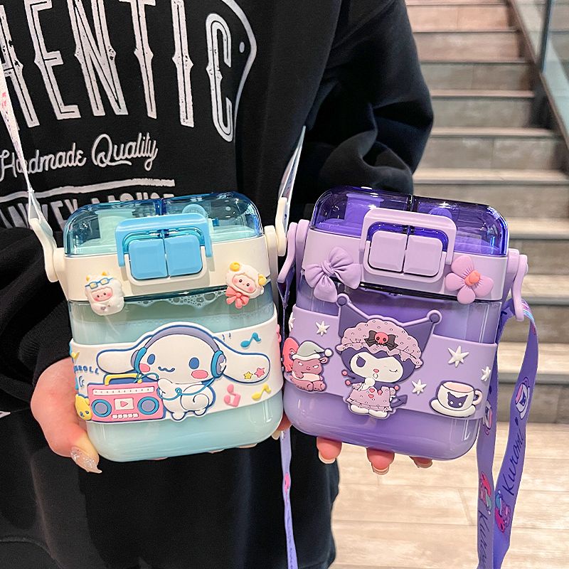 Bình Nước Hình Vuông Thiết Kế Dễ Thương Có Ống Hút Cho Bé Gái 2023