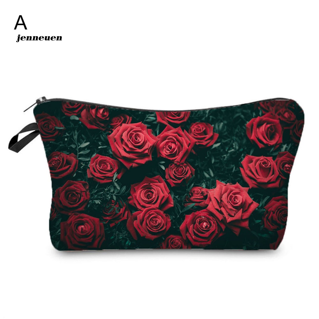 Túi Đựng Dụng Cụ Trang Điểm Chống Thấm Nước In Họa Tiết Hoa Sống Động Dùng Hàng Ngày