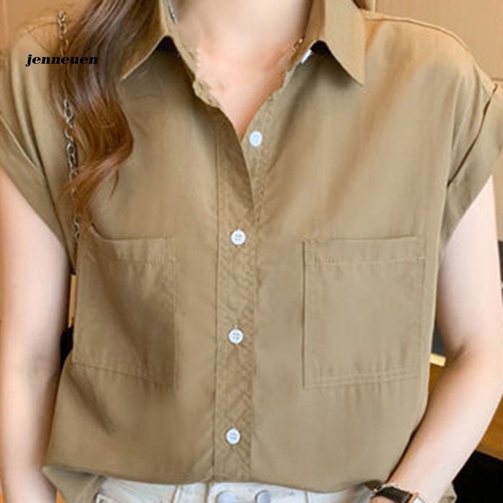 Áo Sơ Mi Chiffon Không Tay Màu Sắc Đơn Giản Thời Trang Đường Phố Cho Nữ