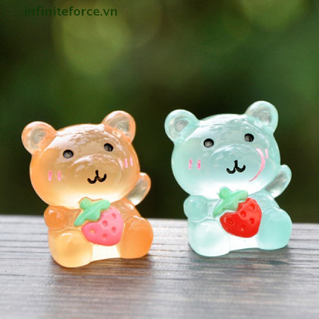 1 Tượng Gấu Dạ Quang Trang Trí Tiểu Cảnh