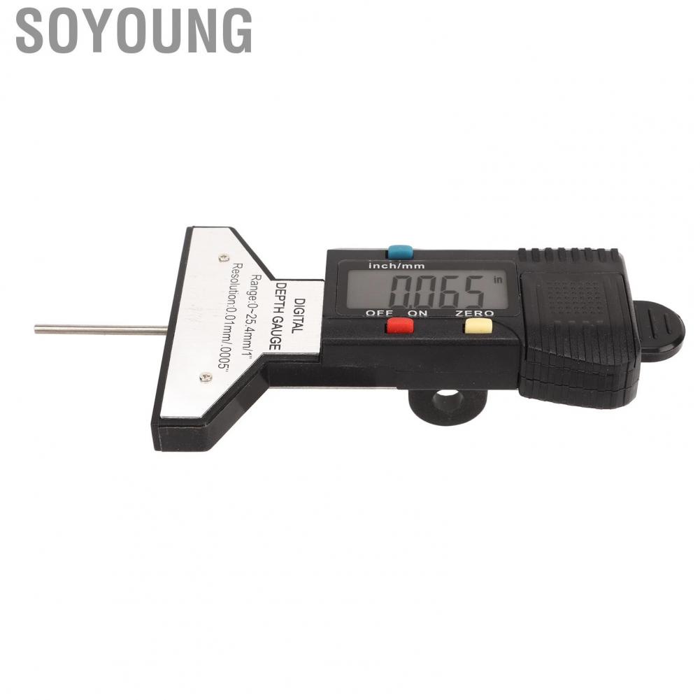 Soyoung Tyre Tread Depth Gauge  Easy To Read LCD Display Portable Measuring Tool Inch Mm Conversion High Accuracy for Cars Trucks