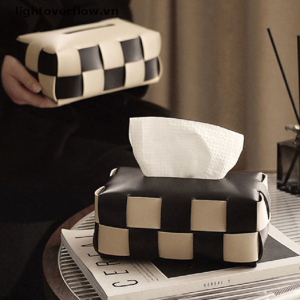 Túi Đựng Khăn Giấy / Bàn Cờ Vua Bằng Da Dệt Phong Cách Cổ Điển Độc Đáo Tiện Dụng