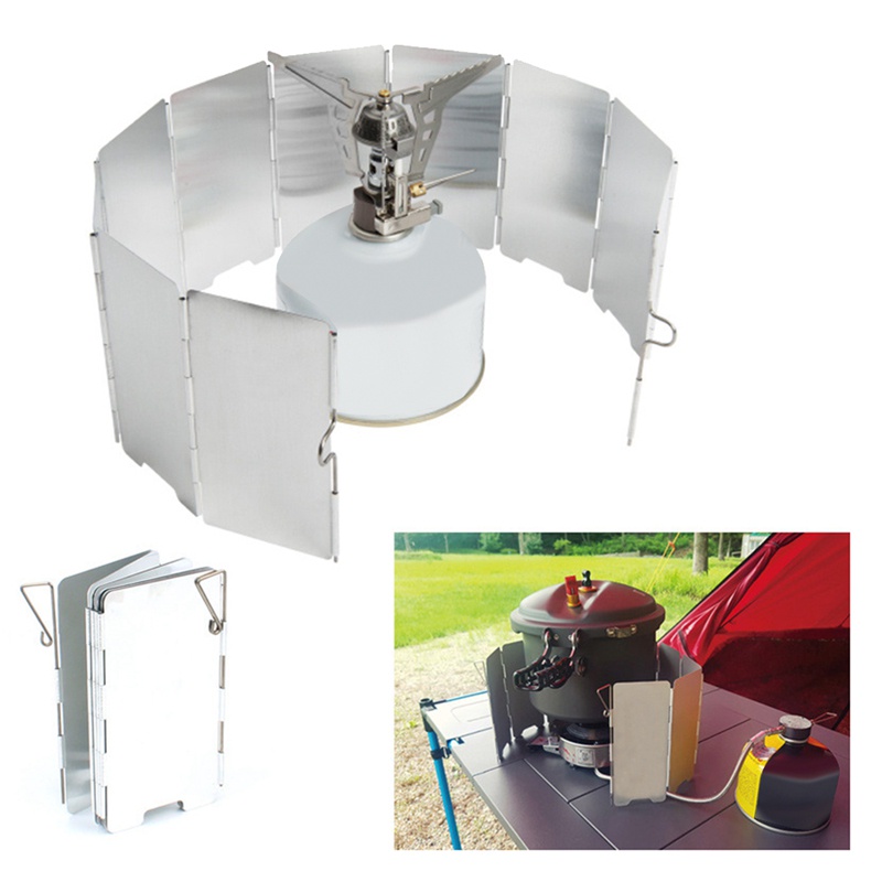 Set 9 Tấm Chắn Gió Cho Bếp Ga Có Thể Gấp Gọn Tiện Dụng Khi Đi Cắm Trại