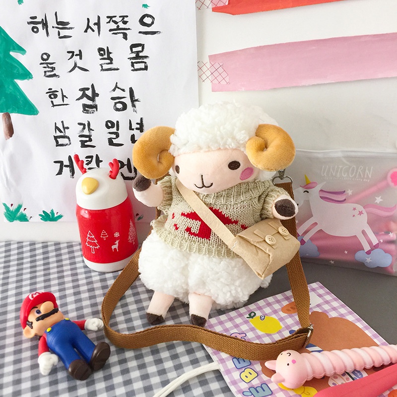 Túi Đeo Chéo Hình Thú Nhồi Bông Dễ Thương Phong Cách Hàn Quốc