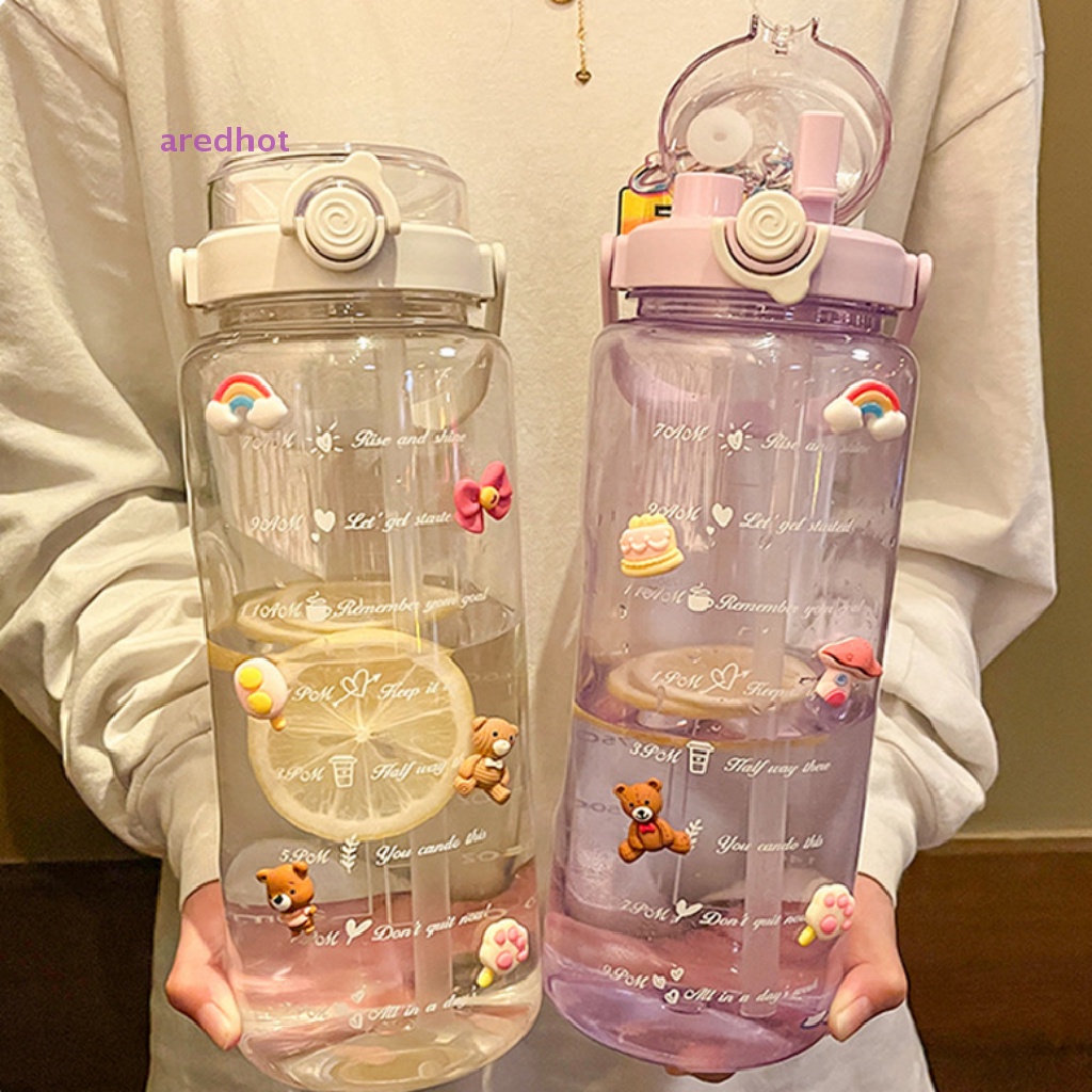 Bình Nước Thể Thao 2000ml Kèm Ống Hút Tiện Dụng Cho Nữ Mới