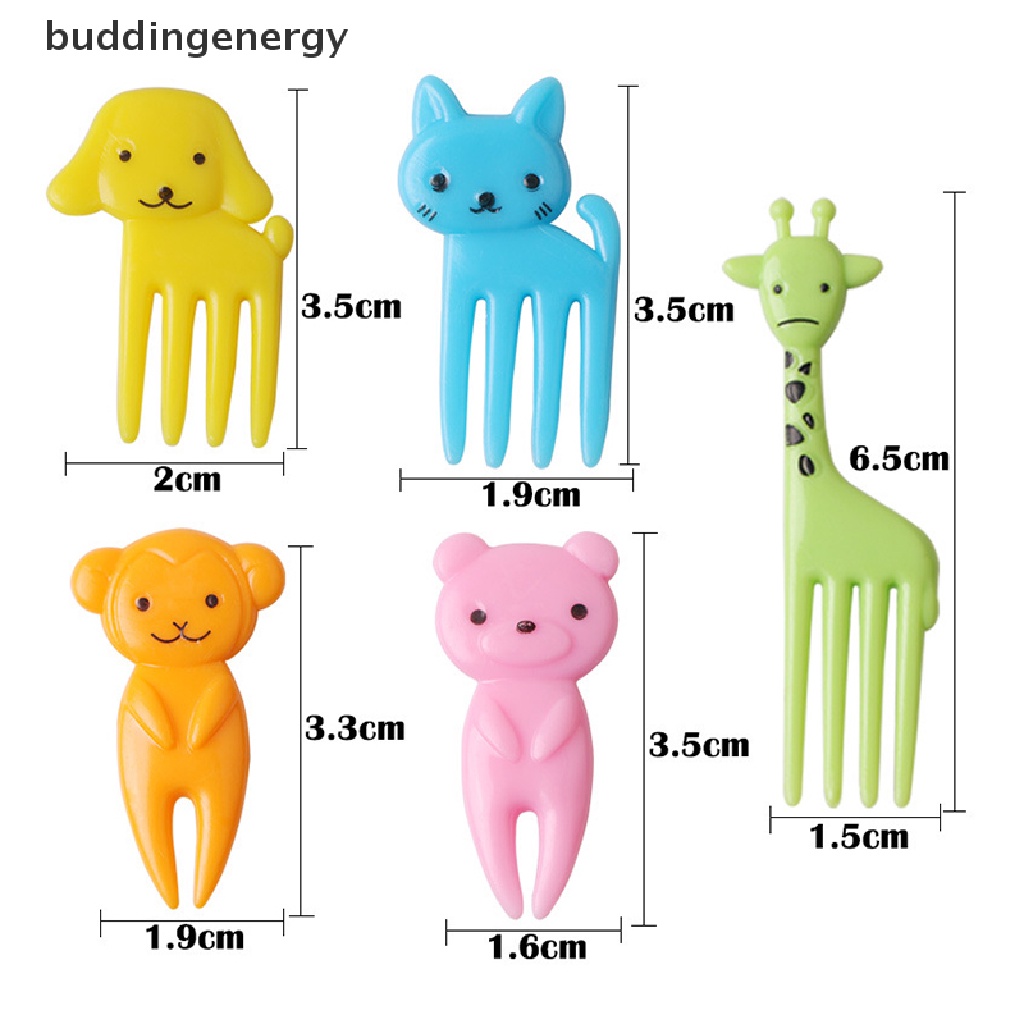 {BUDDI} Set 10 Nĩa Ăn Trái Cây Hình Động Vật Hoạt Hình Mini Dễ Thương {BUDDI {buddingenergy}