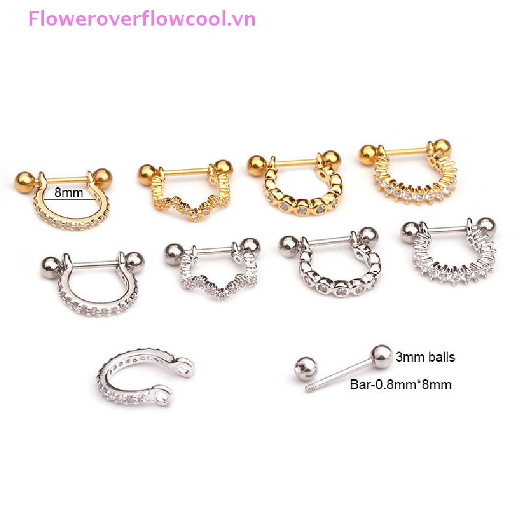 1 Khuyên Tai Chữ U Đính Đá Pha Lê