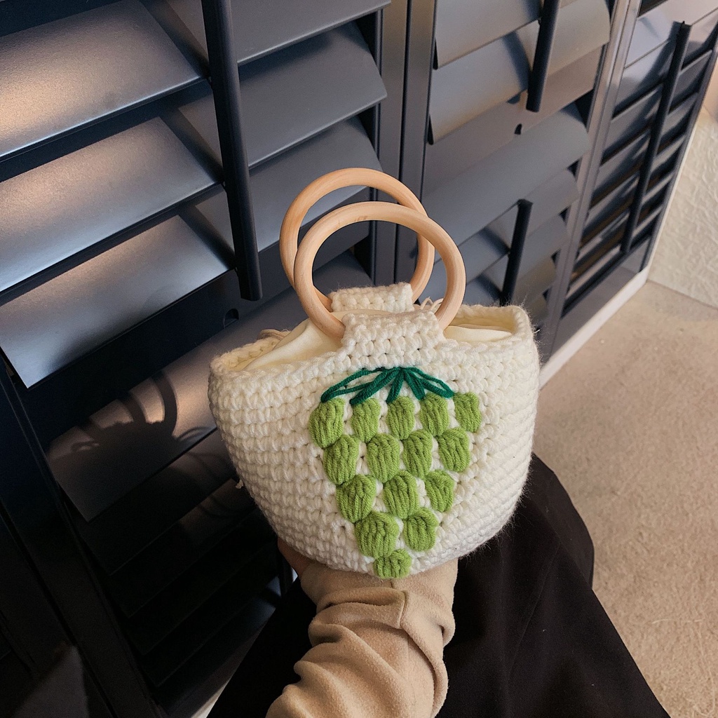 Túi Xách Đan Len Họa Tiết Hoa Tulip Mẫu Mới 2023 Thời Trang Mùa Hè Cho Nữ