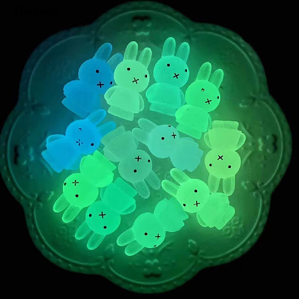 &lt; Redhot &gt; Phụ Kiện Móc Chìa Khóa Ba Chiều Bằng Nhựa resin Hình Thỏ Dạ Quang Dễ Thương DIY