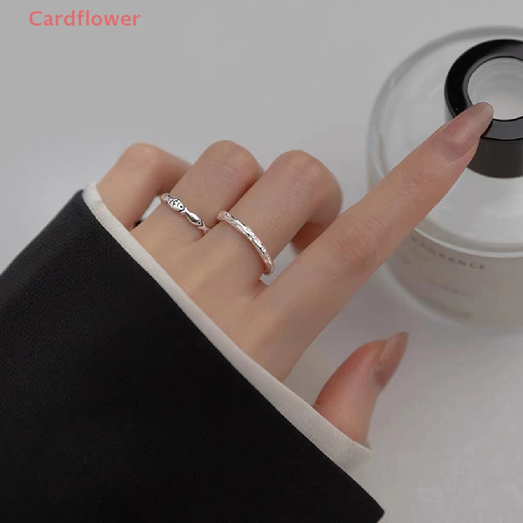 &lt; Cardflower &gt; Nhẫn Hở Màu Bạc Hình Cá Cổ Điển Sáng Tạo Có Thể Điều Chỉnh Sáng Tạo Làm Quà Tặng Cho Bạn Gái