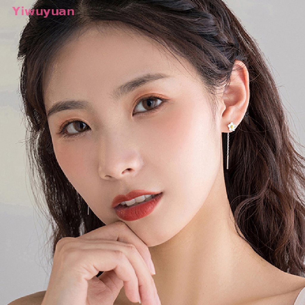 (MớI) Bông Tai Mạ BạC 925 DạNg Tua Rua HìNh Hoa HướNg Dương Xinh XắN