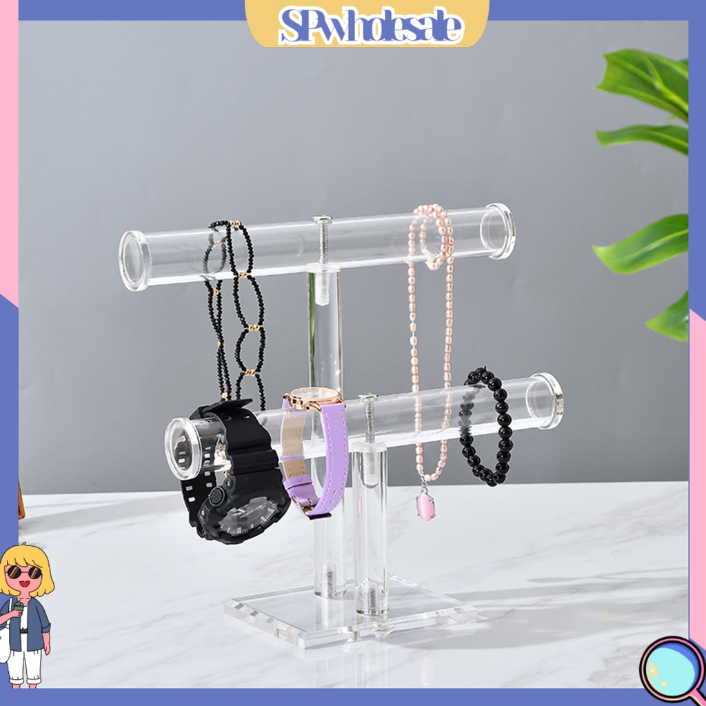 <SPwholesale> Giá Đỡ Trưng Bày Trang Sức / Đồng Hồ / Băng Đô Chữ T Bằng Acrylic Ổn Định Tiết Kiệm Không Gian
