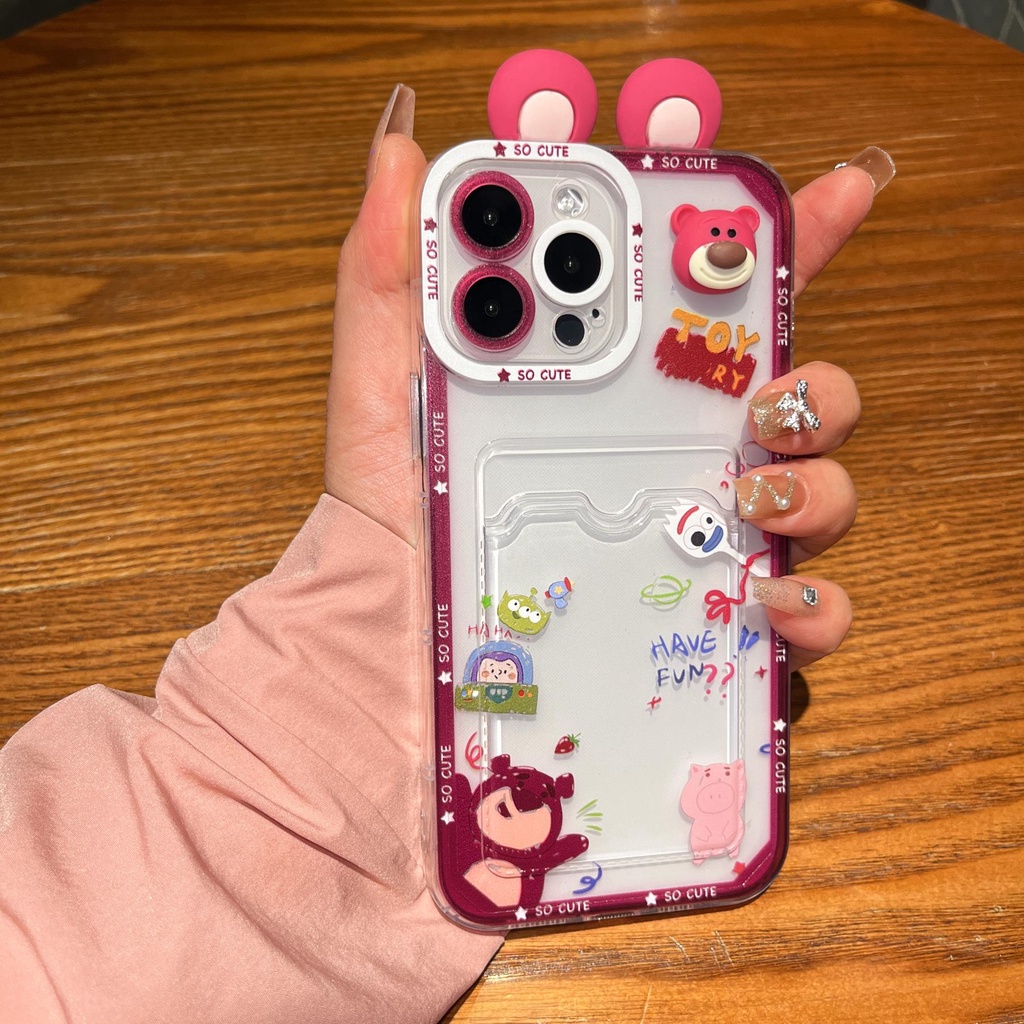 Ốp Điện Thoại Tpu Mềm Trong Suốt Hình Toy Story 3D Có Ngăn Đựng Thẻ Cho iPhone 14 13 12 11 Pro XR XS Max 7 8Plus