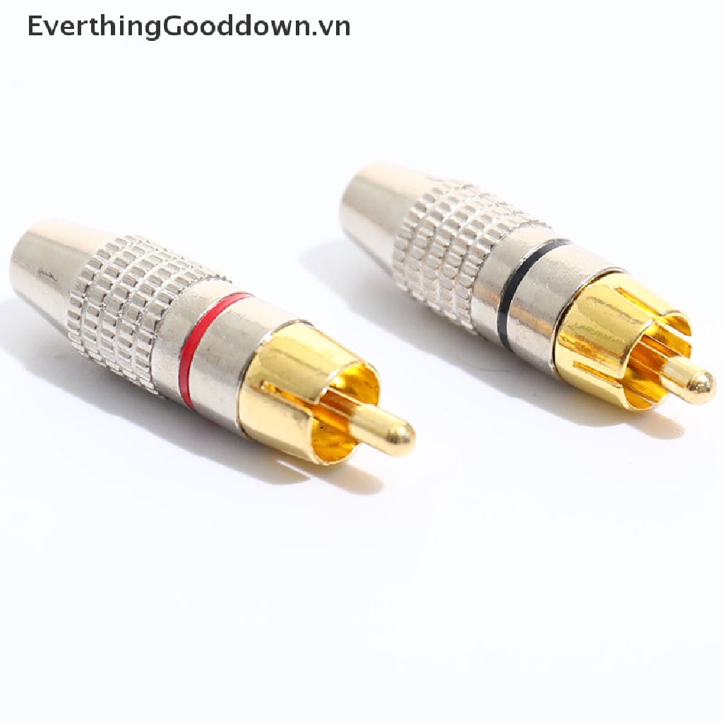 Everthinggooddown Set 10 Đầu Nối Dây Cáp Âm Thanh RCA Mạ Vàng