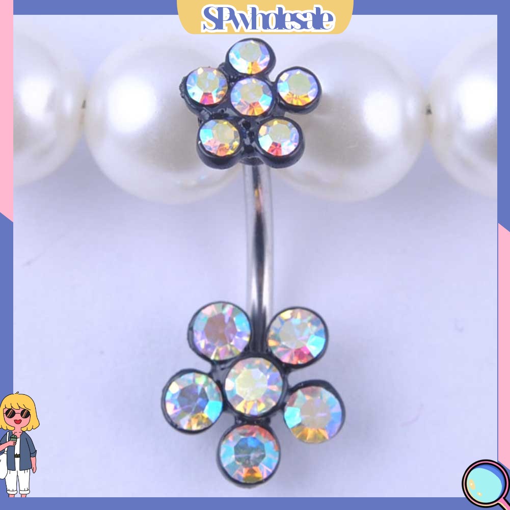 &lt;SPwholesale&gt; Khuyên Rốn Đính Đá Hình Hoa Mận Sang Trọng Cho Nữ