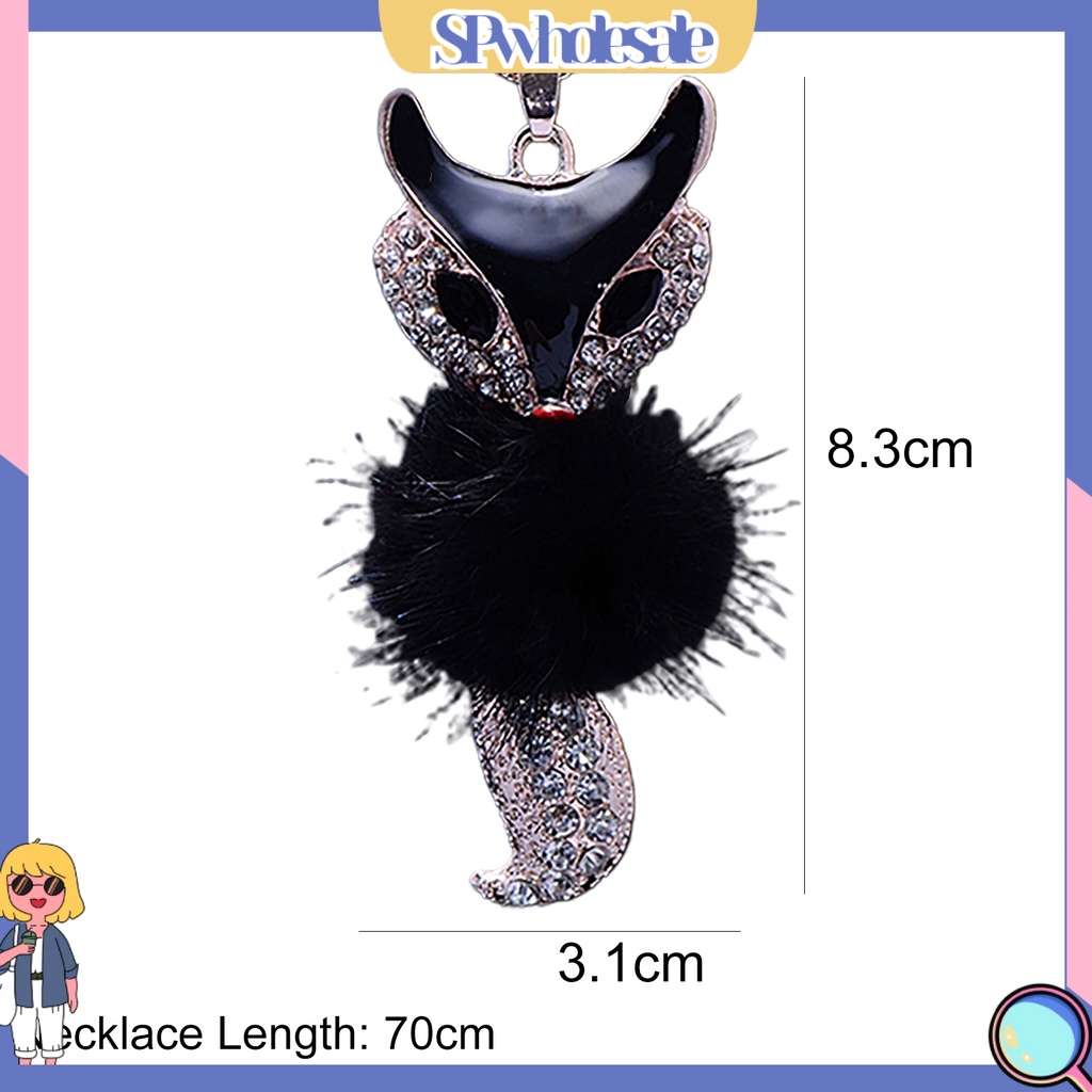 <SPwholesale> Vòng cổ Dài Phối Lông Cáo Đính Đá Dễ Thương Cho Nữ