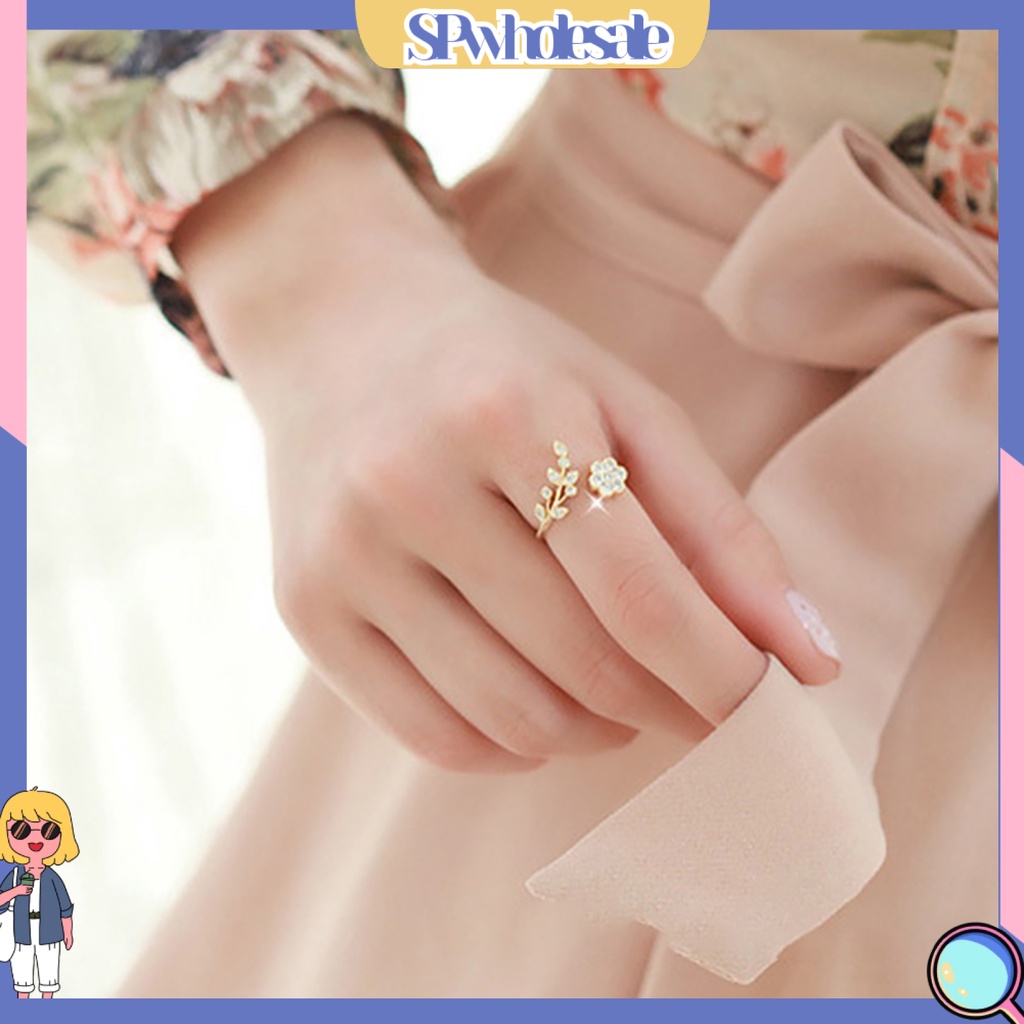 <SPwholesale> Nhẫn Hở Hình Cành Hoa Duyên Dáng Có Thể Điều Chỉnh Kích Cỡ