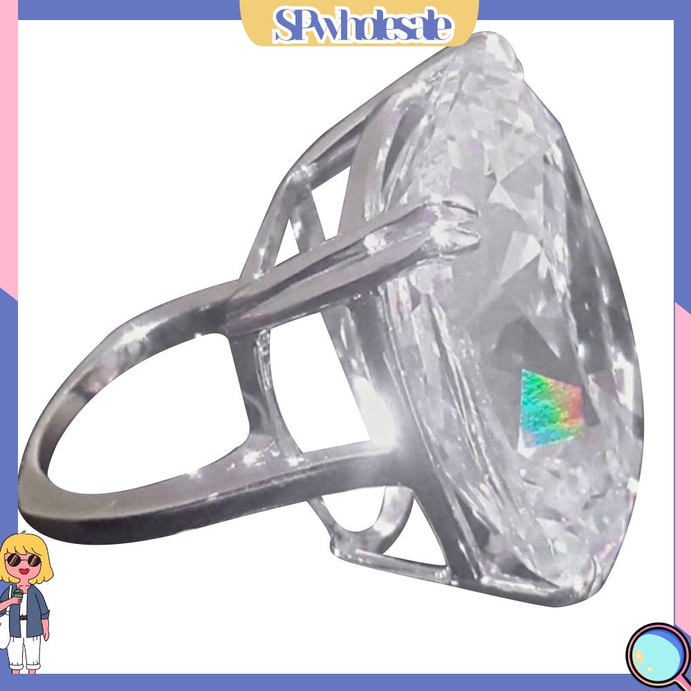 <SPwholesale> Nhẫn Cưới Đính Đá Zircon Hình Vuông Lớn Sang Trọng Dành Cho Nữ