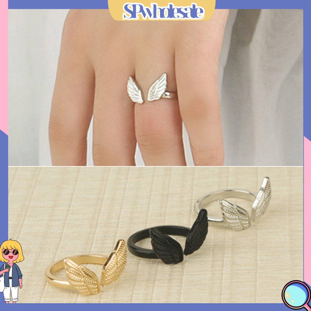 &lt;SPwholesale&gt; Nhẫn Hở Hình Cánh Thiên Thần Tinh Tế Thích Hợp Làm Quà Tặng
