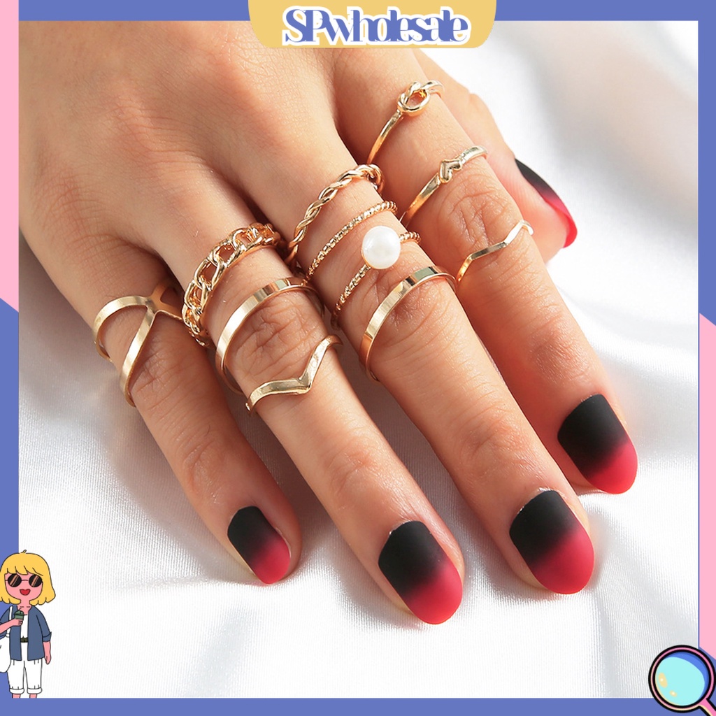 <SPwholesale> Set 10 Nhẫn Đeo Khớp Ngón Tay Phong Cách Vintage Cho Nữ