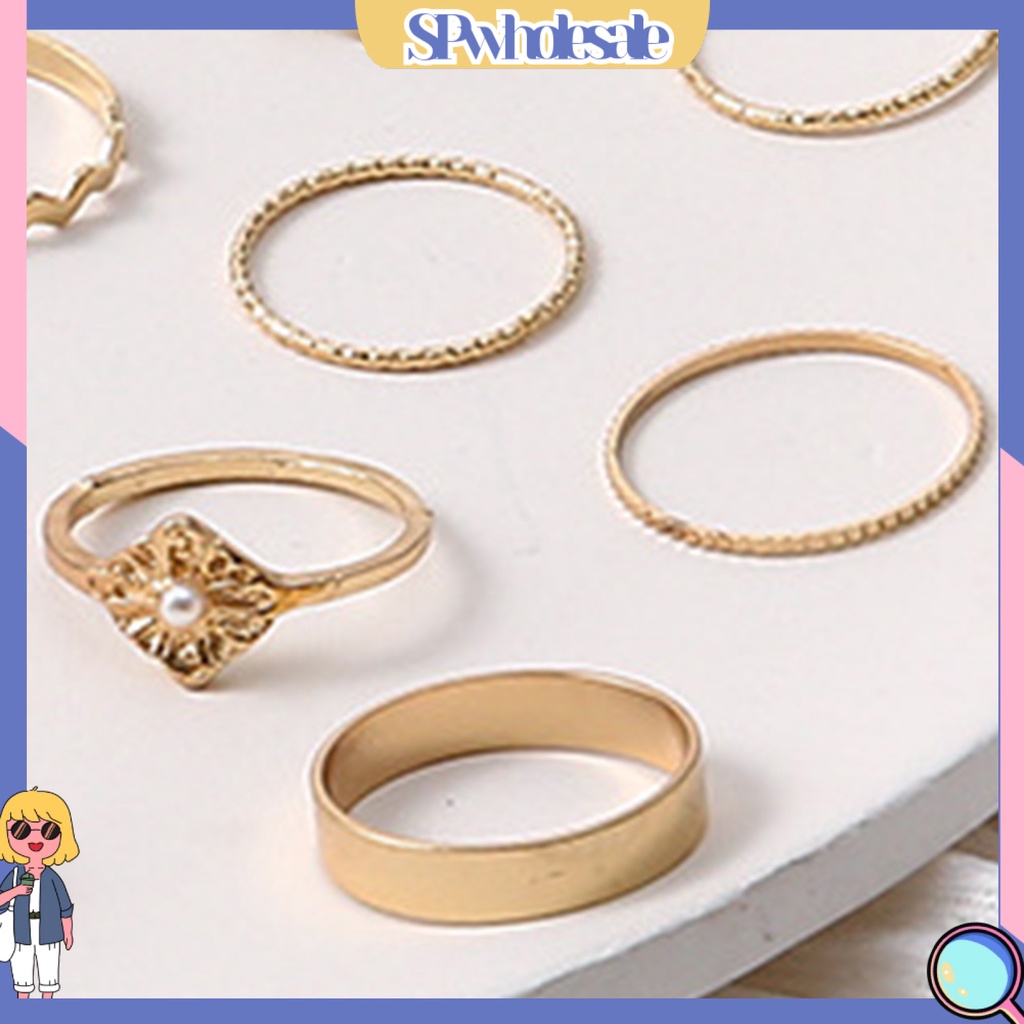 <SPwholesale> Set 17 Nhẫn Đeo Khớp Ngón Tay Đính Hạt Giả Ngọc Trai