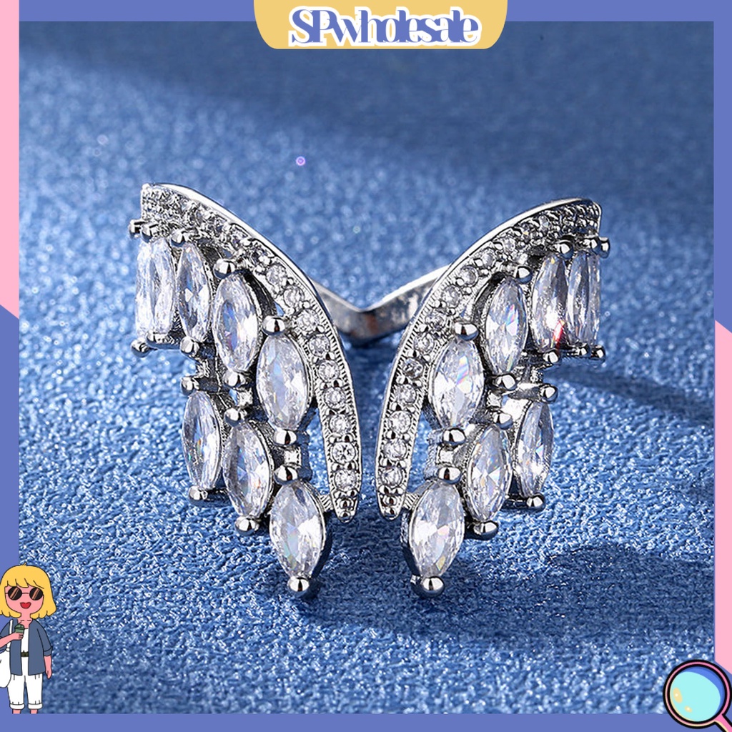 <SPwholesale> Nhẫn Dạng Hở Hình Cánh Lấp Lánh Sáng Bóng Dành Cho Nữ Đính Hôn