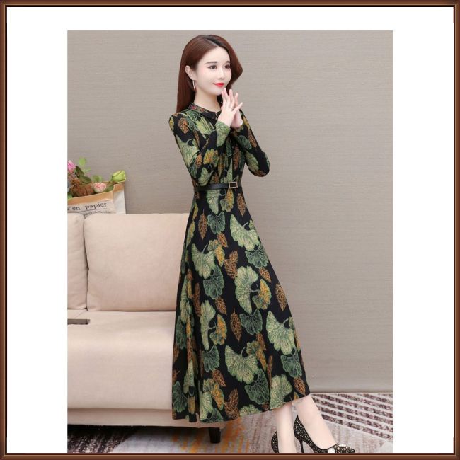 Đầm Midi Tay Dài Dáng Ôm In Họa Tiết Hoa Xinh Xắn Thời Trang Cho Nữ