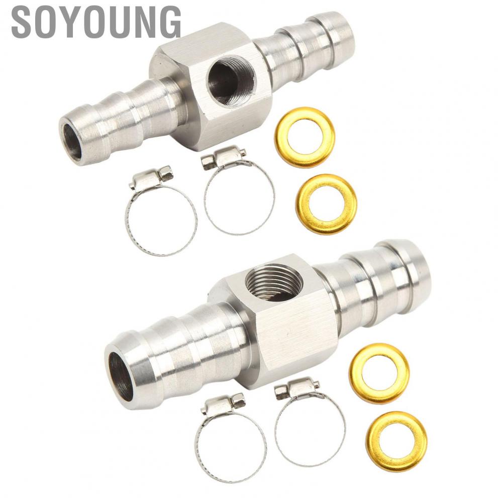 Soyoung Fuel Pressure Gauge Adapter  Easy Installation Line T Fitting 304 Stainless Steel 1/8‑27 NPT Port Leakage Proof for Gearboxes Coolant