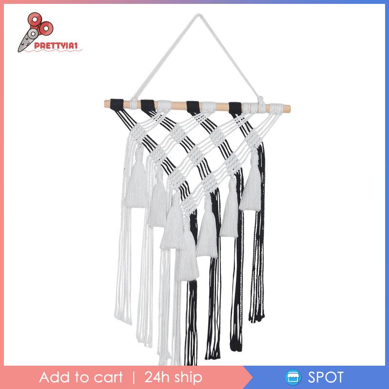 Thảm Macrame Treo Tường Phối Tua Rua Phong Cách Bắc Âu Trang Trí Phòng Ngủ 1