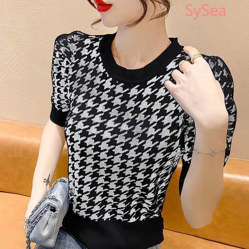 Áo Dệt Kim Cổ Tròn Dáng Rộng Thời Trang Mùa Hè Cho Nữ