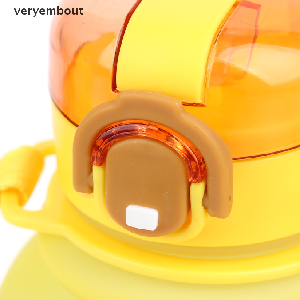 1 Bình Nước Hình Vịt Dễ Thương Kèm Ống Hút Và Dây Đeo Tùy Chỉnh Tiện Dụng Cho Học Sinh