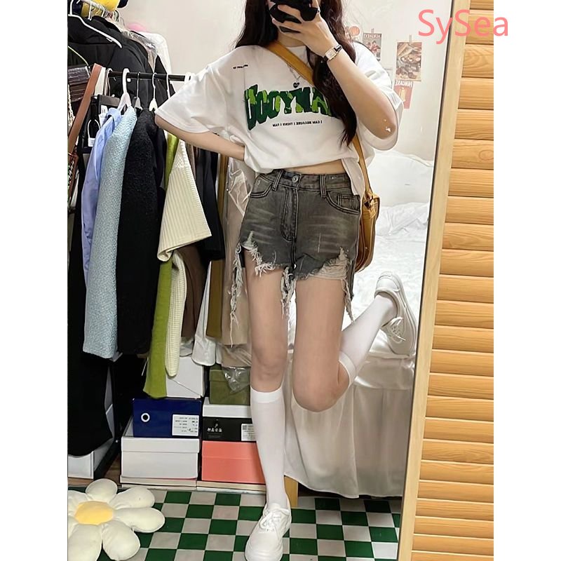 Quần Short Denim Lưng Cao Thời Trang Mùa Hè Hàn Quốc Dành Cho Nữ