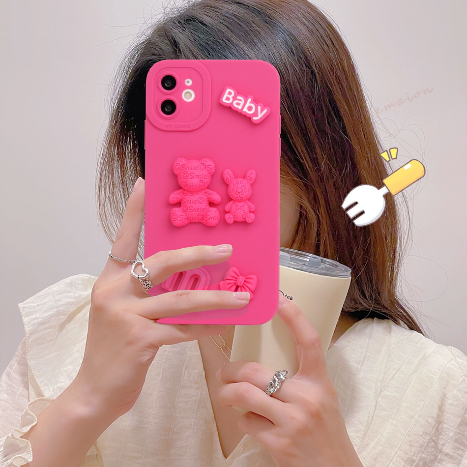 Ốp Điện Thoại Silicon Hình Gấu 3D Cho iPhone 11 12 13 14 Pro MAX Plus Mini X XR XS MAX 6 S 7 8 Plus SE 2020 11Pro 12pro 13Pro