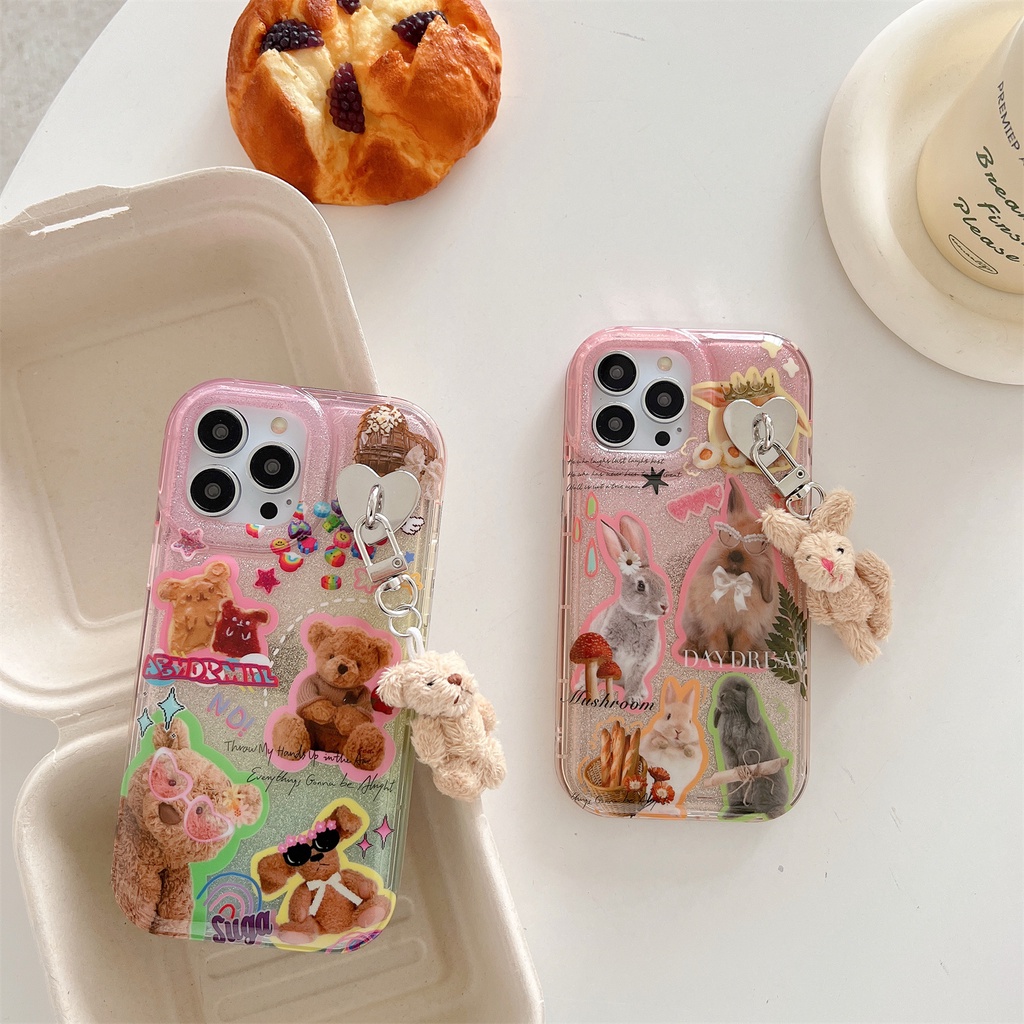 Ốp Điện Thoại TPU Dẻo Trong Suốt Họa Tiết Hoạt Hình Gấu / Thỏ Dễ Thương Chống Rơi Cho iphone 14 Pro Max 13 12 11