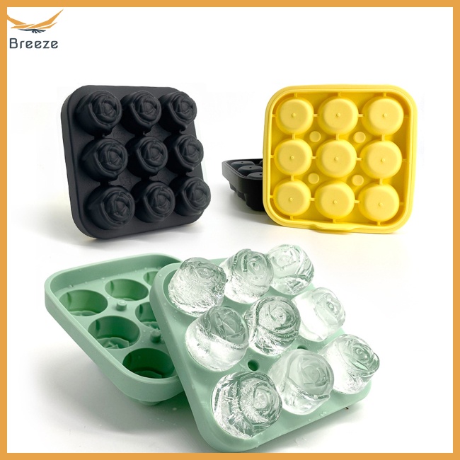 Khay Làm Đá 9 Viên Bằng Silicone Tháo Gỡ Dễ Dàng