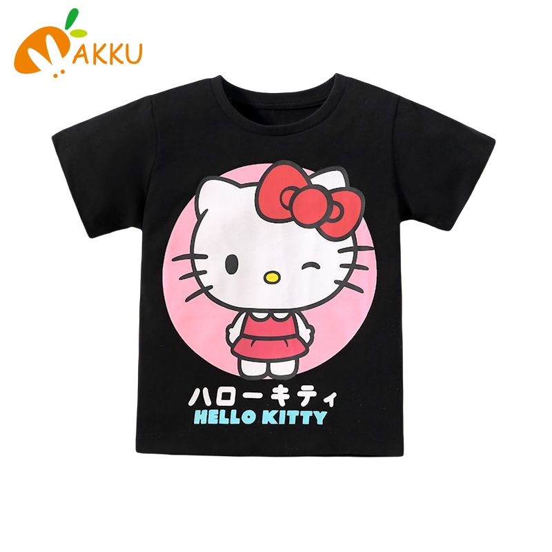 Áo Thun cotton Tay Ngắn In Hoạt Hình hello kitty Dễ Thương Cho Bé Gái