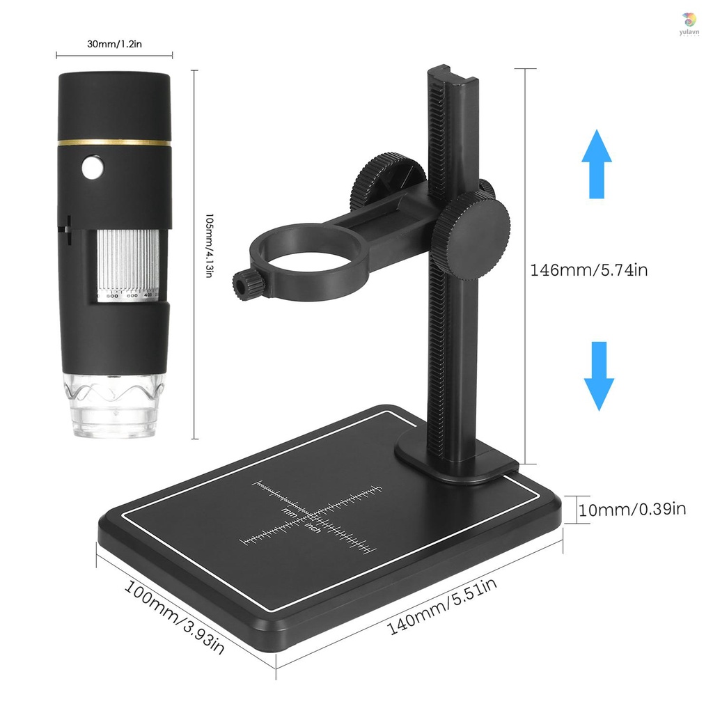 Kính Hiển Vi Kỹ Thuật Số 1000X USB Phóng Đại 8 Đèn LED Có Chức Năng OTG Có Giá Đỡ