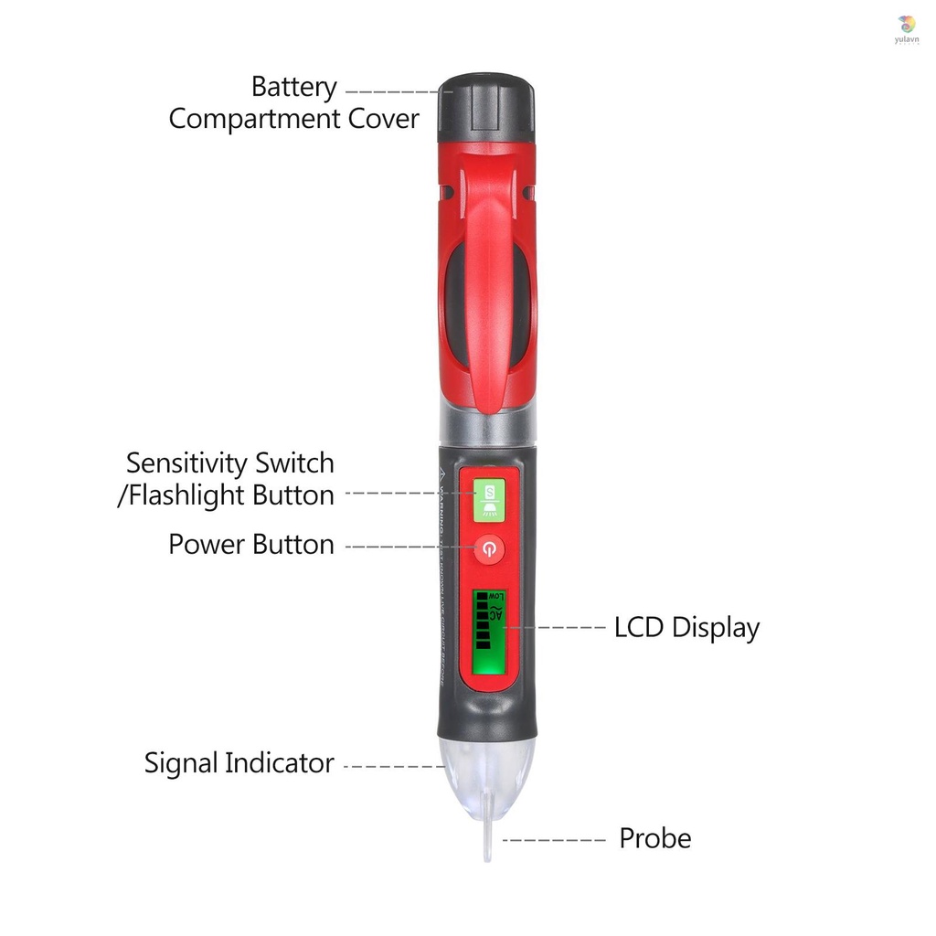 Bút Thử Điện NCV Màn Hình LCD Kỹ Thuật Số Cảm Ứng Âm Thanh Và Ánh Sáng Điều Chỉnh Được