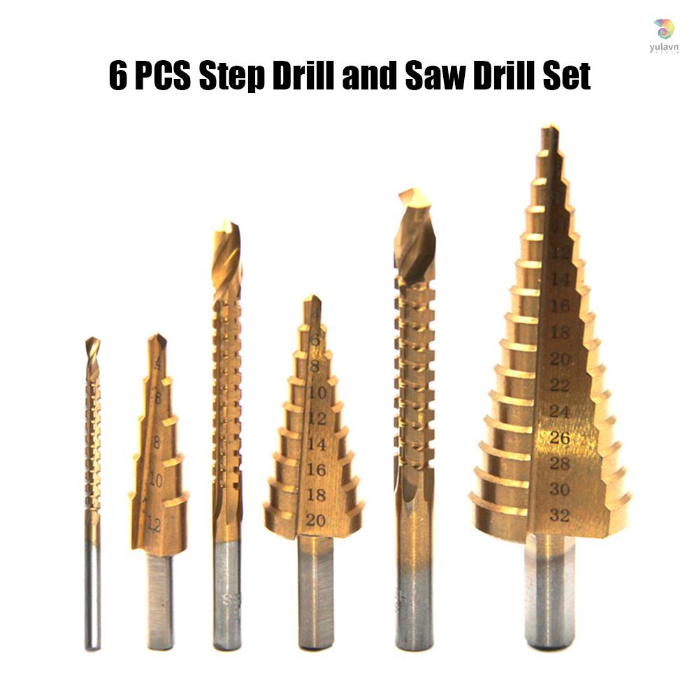 Bộ 6 Mũi Khoan Bước HSS Bằng Thép Không Gỉ Tiện Dụng