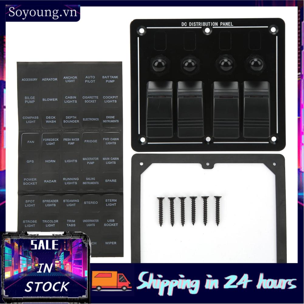 Soyoung ON Off Toggle Switch  4 Gang Panel Safe Of Use 12‑24V Strong IP66 Waterproof Short Circuit Proof for RVs