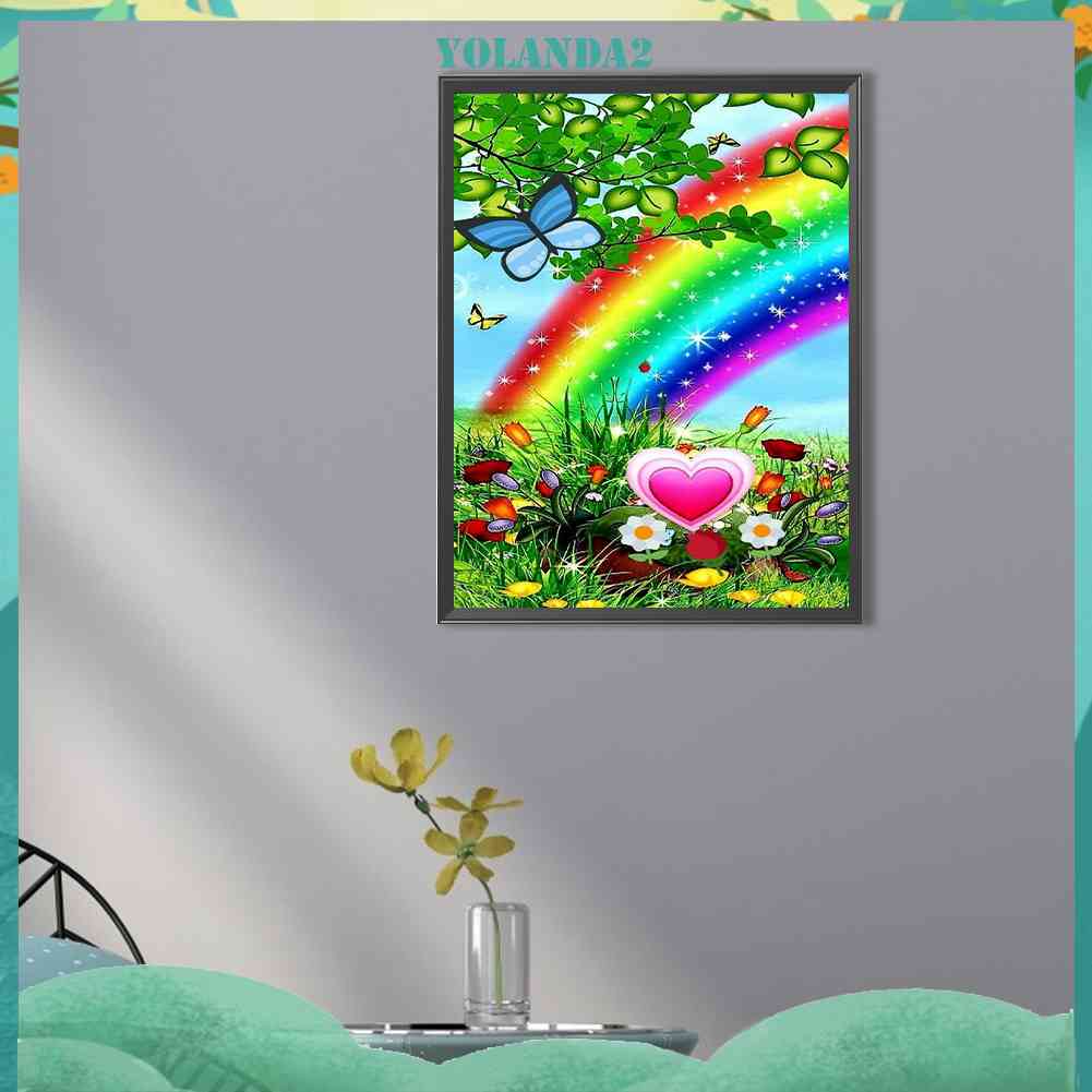 Tranh Đính Đá Kim Cương Toàn Bộ 5D DIY Hình Vẽ Cầu Vồng